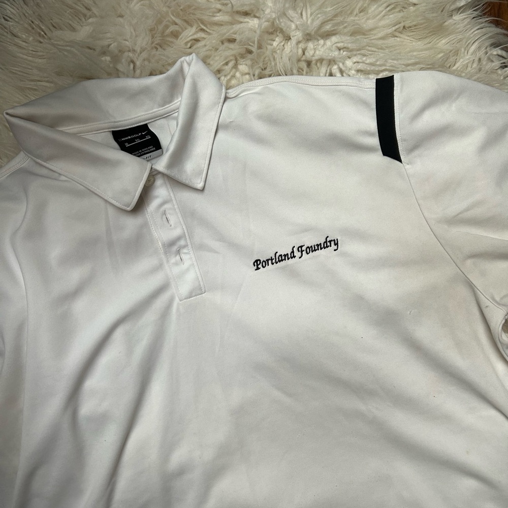 White Nike Golf Shirt with Black Accent - Men's